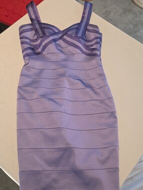 Jax Lavender Bandage Midi Dress with Striped Bodice